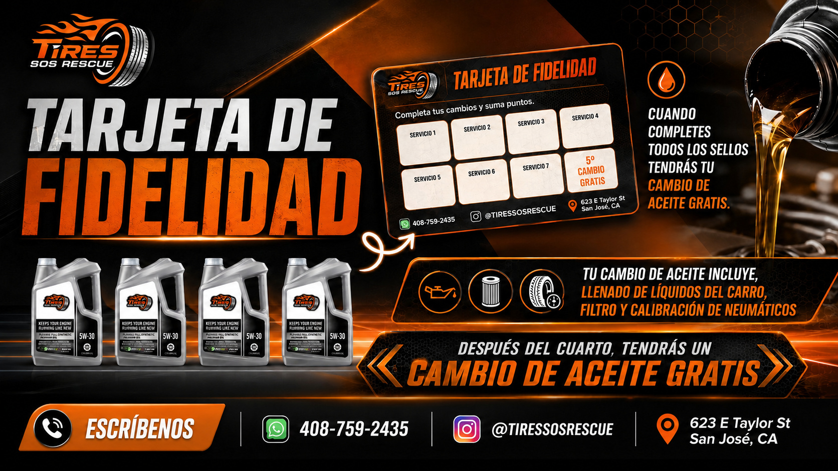 Loyalty card — free oil change after 4 visits
