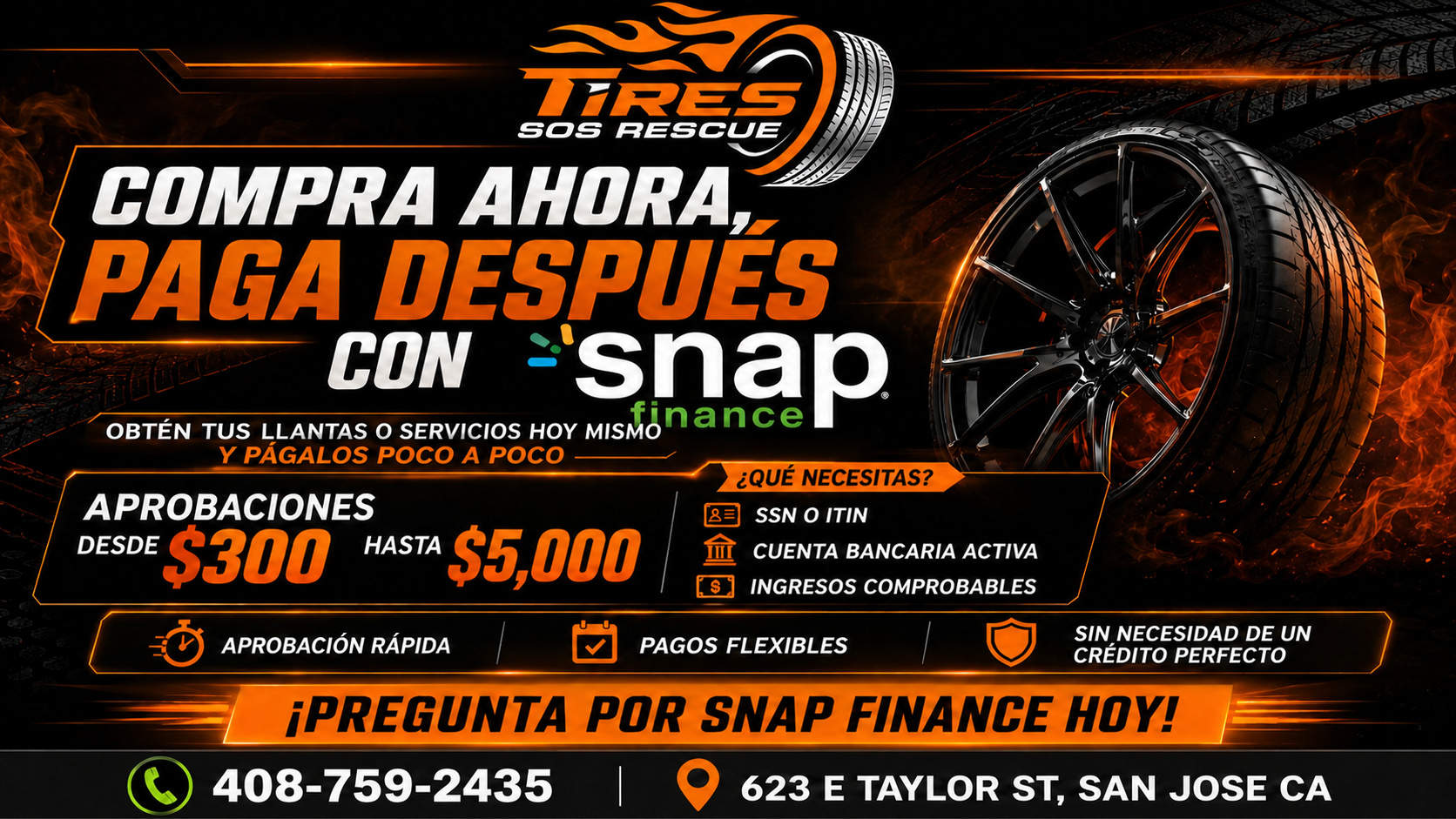 Snap Finance — buy now pay later at Tires SOS Rescue